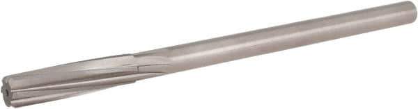 Hertel - 17/32" High Speed Steel 6 Flute Chucking Reamer - Spiral Flute, 0.4355" Straight Shank, 2" Flute Length, 8" OAL - All Tool & Supply