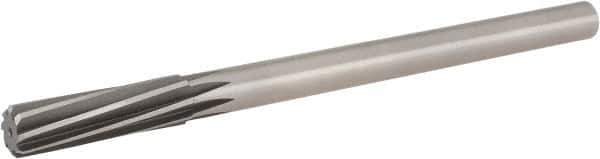 Hertel - 23/32" High Speed Steel 8 Flute Chucking Reamer - Spiral Flute, 9/16" Straight Shank, 2-1/4" Flute Length, 9" OAL - All Tool & Supply