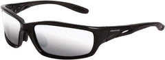 CrossFire - Silver Mirror Lenses, Framed Safety Glasses - Scratch Resistant, Black Frame, Size Universal, Wrap Around - All Tool & Supply