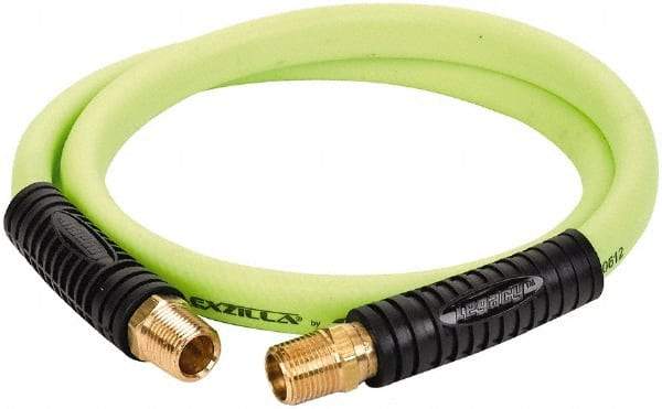 Legacy - 1/2" ID x 0.74" OD 4' Long Lead-In Whip Hose - FNPT x MNPT Swivel Ends, 300 Working psi, 140°, 1/2" Fitting, Green - All Tool & Supply