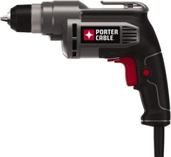 Porter-Cable - 3/8" Keyless Chuck, 2,500 RPM, Pistol Grip Handle Electric Drill - 6.5 Amps, 120 Volts, Reversible, Includes 3/8" Drill - All Tool & Supply