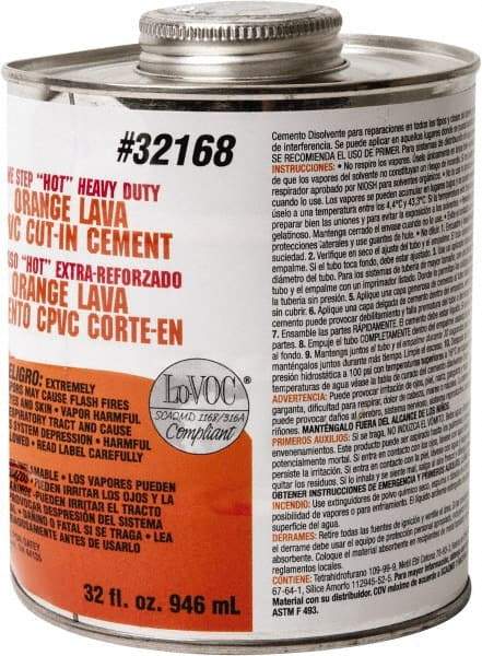 Oatey - 32 oz All-Purpose Medium Bodied Cement - Orange, Use with PVC & CPVC - All Tool & Supply