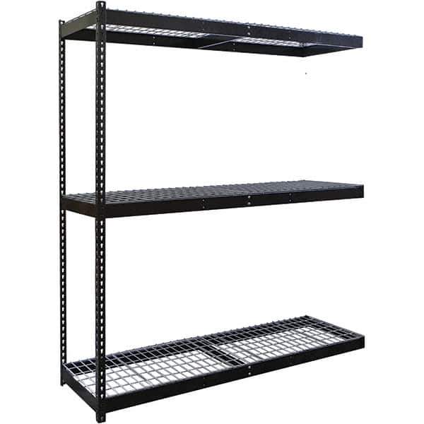 Hallowell - 3 Shelf Add-On Wire Deck Open Steel Shelving - 1 Lb Capacity, 60" Wide x 84" High x 30" Deep, Black - All Tool & Supply