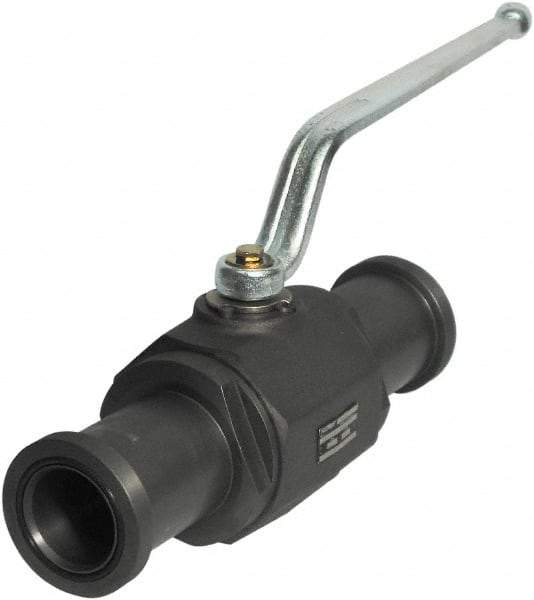 HYDAC - 1-1/2" Pipe, Full Port, Carbon Steel Full Port Ball Valve - Inline - Two Way Flow, SAE x SAE Ends, Offset Handle, 6,000 WOG - All Tool & Supply