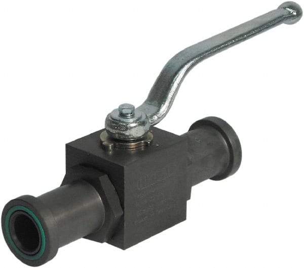 HYDAC - 3/4" Pipe, Full Port, Carbon Steel Full Port Ball Valve - Inline - Two Way Flow, SAE x SAE Ends, Offset Handle, 3,000 WOG - All Tool & Supply