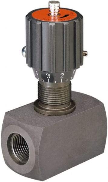 HYDAC - 1/2" Pipe, Inline Flow Control Needle Valve - SAE Ends, Carbon Steel Valve, 5,000 Max psi - All Tool & Supply