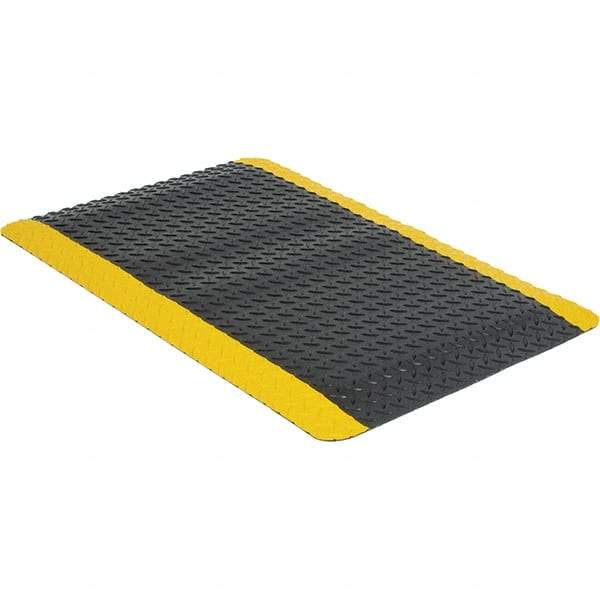 Wearwell - 3' Long x 2' Wide, Dry Environment, Anti-Fatigue Matting - Black with Yellow Borders, Vinyl with Urethane Sponge Base, Beveled on 4 Sides - All Tool & Supply