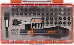 Apex - 45 Piece, 1/4" Drive Screwdriver Mini-Ratchet Bit Kit - PH1, PH2, PH3 & PH4 Phillips, 3/32 to 1/4" Hex, 2 to 6mm Hex, T15, T20, T25, T27, T30 & T40 Torx, PZ1 & PZ2 Pozidriv, SQ1, SQ2 & SQ3 Square Recess, #0 to 1/4 Slotted - All Tool & Supply