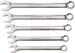 GearWrench - 5 Piece, 1-1/16" to 1-1/2", 12 Point Combination Wrench Set - Inch Measurement Standard, Chrome Finish - All Tool & Supply