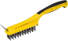 Hyde Tools - Steel Surface Preparation Wire Brush & Scraper - 3" Bristle Length, 4" Wide, Plastic Overmold Handle - All Tool & Supply