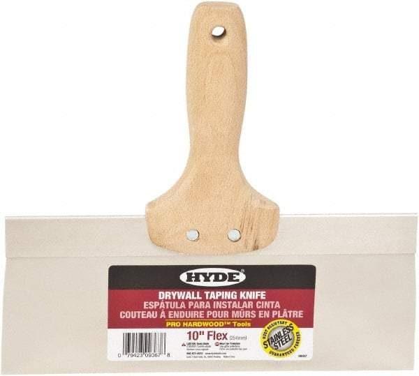 Hyde Tools - 10" Wide Flexible Blade Stainless Steel Joint Knife - Flexible, Hardwood Handle - All Tool & Supply