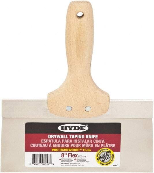 Hyde Tools - 8" Wide Flexible Blade Stainless Steel Joint Knife - Flexible, Hardwood Handle - All Tool & Supply