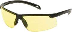 PYRAMEX - Yellow Lenses, Framed Safety Glasses - Scratch Resistant, Black Polycarbonate Frame, Size Universal, Wrap Around - All Tool & Supply