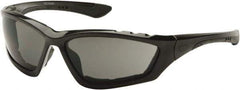 PYRAMEX - Gray Lenses, Framed Safety Glasses - Anti-Fog, Scratch Resistant, Black Nylon Frame, Size Universal, Wrap Around - All Tool & Supply