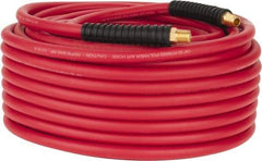 PRO-SOURCE - 1/4" ID x 0.4921" OD 100' Long Multipurpose Air Hose - MNPT x MNPT Ends, 300 Working psi, -40 to 180°F, 1/4" Fitting, Red - All Tool & Supply