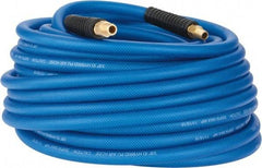 PRO-SOURCE - 3/8" ID x 0.6102" OD 100' Long Multipurpose Air Hose - MNPT(Swivel) x MNPT(Swivel) Ends, 300 Working psi, -40 to 176°F, 1/4" Fitting, Transparent Blue - All Tool & Supply