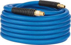 PRO-SOURCE - 3/8" ID x 0.6102" OD 50' Long Multipurpose Air Hose - MNPT(Swivel) x MNPT(Swivel) Ends, 300 Working psi, -40 to 176°F, 1/4" Fitting, Transparent Blue - All Tool & Supply