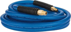 PRO-SOURCE - 3/8" ID x 0.6102" OD 25' Long Multipurpose Air Hose - MNPT(Swivel) x MNPT(Swivel) Ends, 300 Working psi, -40 to 176°F, 1/4" Fitting, Transparent Blue - All Tool & Supply