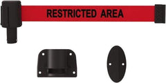 Banner Stakes - 15' Long x 2-1/2" Wide Nylon/Polyester Wall-Mounted Indoor Barrier - Black on Red - All Tool & Supply