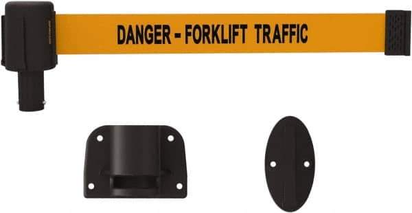 Banner Stakes - 15' Long x 2-1/2" Wide Nylon/Polyester Wall-Mounted Indoor Barrier - Black on Orange - All Tool & Supply