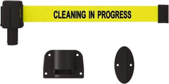 Banner Stakes - 15' Long x 2-1/2" Wide Nylon/Polyester Wall-Mounted Indoor Barrier - Black on Yellow - All Tool & Supply