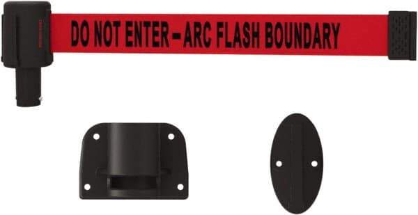 Banner Stakes - 15' Long x 2-1/2" Wide Nylon/Polyester Wall-Mounted Indoor Barrier - Black on Red - All Tool & Supply