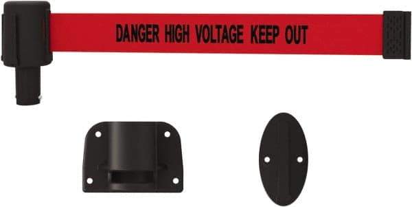 Banner Stakes - 15' Long x 2-1/2" Wide Nylon/Polyester Wall-Mounted Indoor Barrier - Black on Red - All Tool & Supply