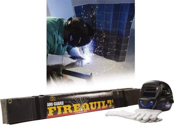 Auburn Mfr - 4' High x 4' Wide x 1/4" Thick Fiberglass Fire Blanket - Black, Grommet - All Tool & Supply