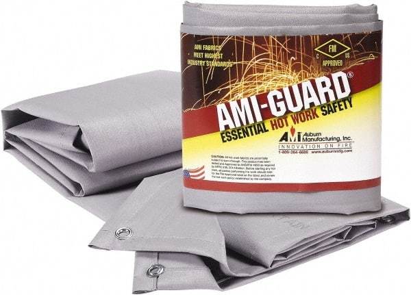 Auburn Mfr - 8' High x 6' Wide x 0.016" Thick Fiberglass Welding Curtain - Gray, Grommet - All Tool & Supply