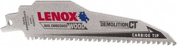 Lenox - 6" Long x 1" Thick, Carbide Reciprocating Saw Blade - Tapered Profile, 6 TPI, Toothed Edge, Tang Shank - All Tool & Supply