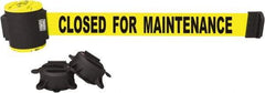 Banner Stakes - 30' Long x 2-1/2" Wide Nylon/Polyester Magnetic Wall Mount Barrier - Black on Yellow - All Tool & Supply