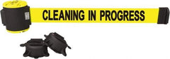 Banner Stakes - 30' Long x 2-1/2" Wide Nylon/Polyester Magnetic Wall Mount Barrier - Black on Yellow - All Tool & Supply