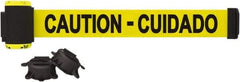 Banner Stakes - 7' Long x 2-1/2" Wide Nylon/Polyester Magnetic Wall Mount Barrier - Black on Yellow - All Tool & Supply