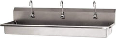 SANI-LAV - 65" Long x 16-1/2" Wide Inside, 1 Compartment, Grade 304 Stainless Steel (3) Person Wash-Station with Manual Faucet - 16 Gauge, 68" Long x 20" Wide x 21-1/2" High Outside, 5-1/2" Deep - All Tool & Supply