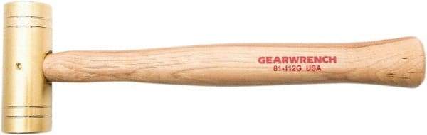 GearWrench - 2 Lb Nonsparking Brass Hammer - 13" OAL, 1-1/2" Face Diam, Hickory Handle - All Tool & Supply