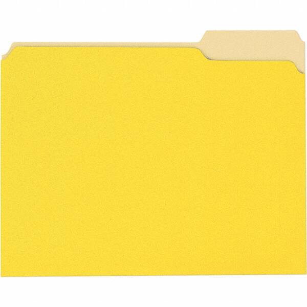 Universal One - 8-1/2 x 11", Letter Size, Yellow, File Folders with Top Tab - 11 Point Stock, 1/3 Tab Cut Location - All Tool & Supply