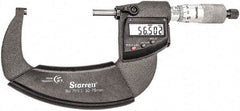 Starrett - Standard Throat IP67 Electronic Outside Micrometer - Ratchet Stop Thimble, Carbide Face, CR2032 Battery - All Tool & Supply