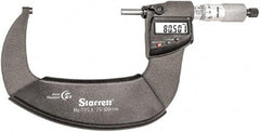 Starrett - Standard Throat IP67 Electronic Outside Micrometer - Ratchet Stop Thimble, Carbide Face, CR2032 Battery - All Tool & Supply