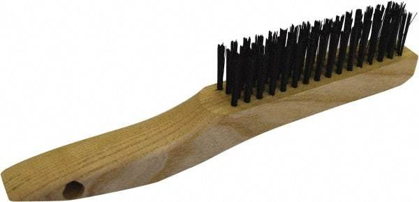 Gordon Brush - 4 Rows x 16 Columns Steel Scratch Brush - 4-3/4" Brush Length, 10" OAL, 1/8 Trim Length, Wood Shoe Handle - All Tool & Supply