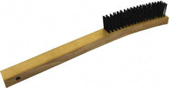 Gordon Brush - 4 Rows x 19 Columns Steel Scratch Brush - 5-3/8" Brush Length, 13-3/4" OAL, 1/8 Trim Length, Wood Curved Handle - All Tool & Supply