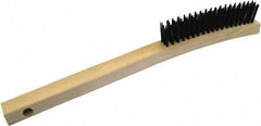 Gordon Brush - 3 Rows x 19 Columns Steel Scratch Brush - 5-3/4" Brush Length, 13-3/4" OAL, 1/8 Trim Length, Wood Curved Handle - All Tool & Supply