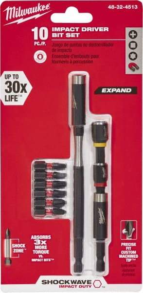 Milwaukee Tool - Impact Ready Accessory Set - 1/4" Hex Drive, Phillips, Slotted, Torx, Square Point - All Tool & Supply