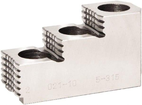 Bison - 5" Max Chuck Diam Compatibility, Steel 1.5mm x 60° Serrated Hard Lathe Top Jaws - 3 Steps - All Tool & Supply