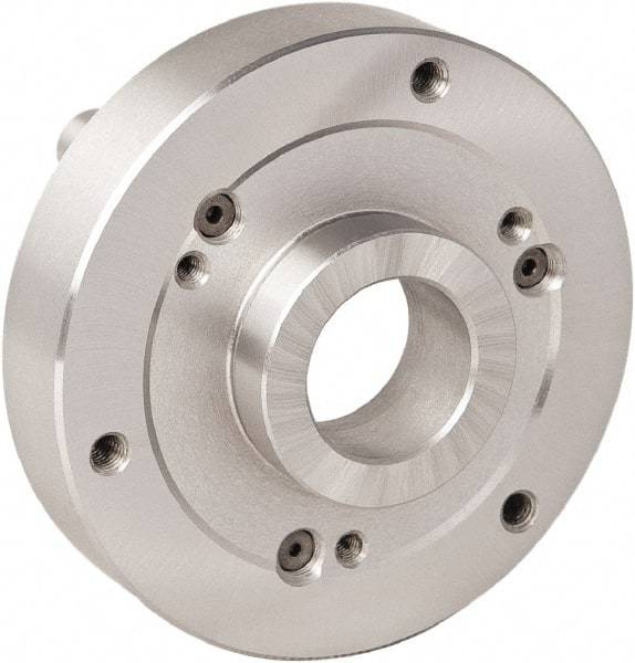 Bison - Adapter Back Plate for 4" Diam Bison Set-Tru Lathe Chucks - D1-3 Mount, 20mm Through Hole Diam - All Tool & Supply