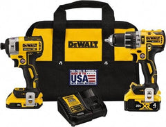 DeWALT - 20 Volt Cordless Tool Combination Kit - Includes 1/2" Brushless Hammer Drill & 1/4" 3-Speed Brushless Impact Driver, Lithium-Ion Battery Included - All Tool & Supply