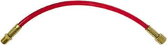 PRO-SOURCE - 1/4" ID 1' Long Lead-In Whip Hose - FNPT x MNPT Swivel Ends, 200 Working psi, 165°, 1/4" Fitting, Transparent Red - All Tool & Supply