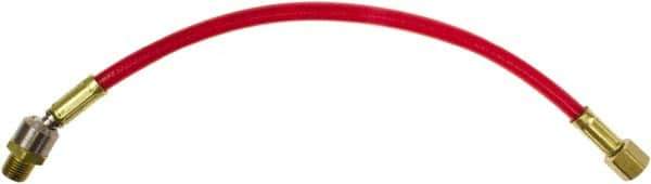 PRO-SOURCE - 1/4" ID 1' Long Lead-In Whip Hose - FNPT x MNPT Ball Swivel Ends, 200 Working psi, 165°, 1/4" Fitting, Transparent Red - All Tool & Supply