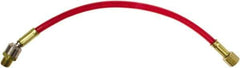 PRO-SOURCE - 1/4" ID 1' Long Lead-In Whip Hose - FNPT x MNPT Ball Swivel Ends, 200 Working psi, 165°, 1/4" Fitting, Transparent Red - All Tool & Supply