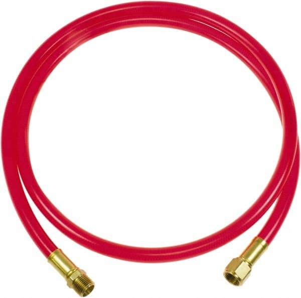 PRO-SOURCE - 3/8" ID 3' Long Lead-In Whip Hose - FNPT x MNPT Swivel Ends, 200 Working psi, 165°, 3/8" Fitting, Transparent Red - All Tool & Supply