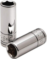 SK - 9/32", 1/4" Drive, Deep Hand Socket - 6 Points, Steel, Chrome Finish - All Tool & Supply